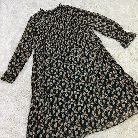 Sam Edelman High Neck Pleated Peasant Dress Size 2 - Picture 3 of 15